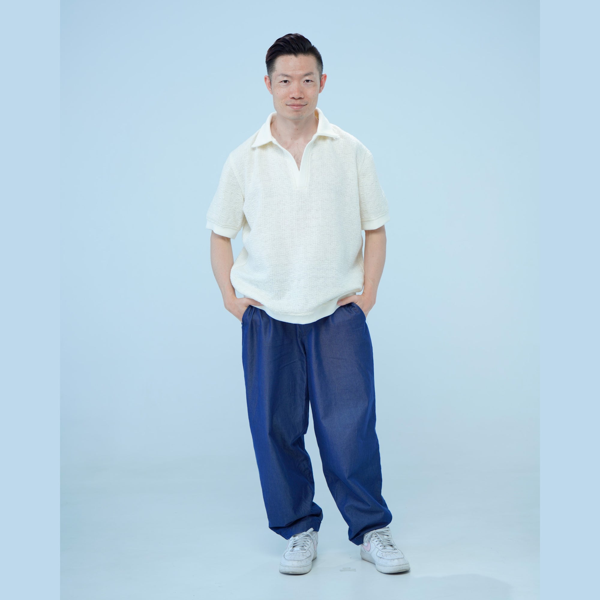 On-hand item: Tweed Relaxed Polo | White | L
