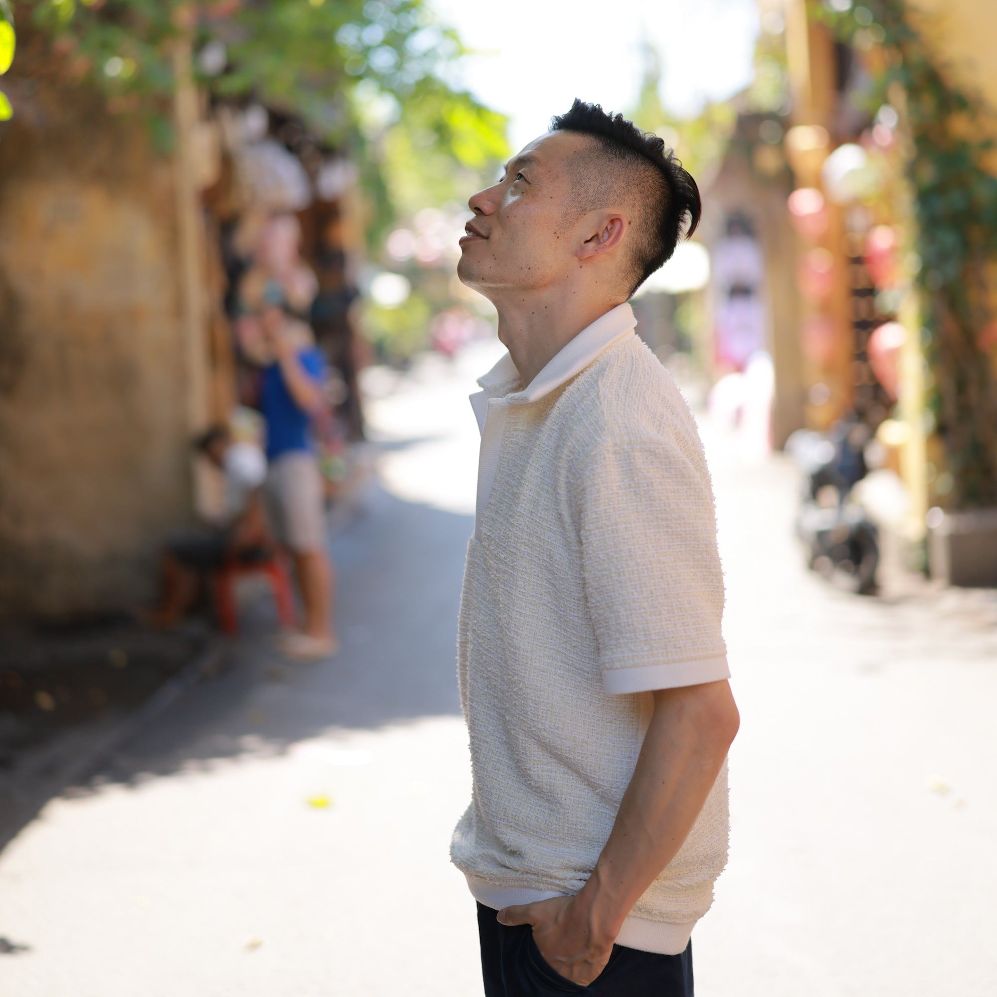 On-hand item: Tweed Relaxed Polo | White | L
