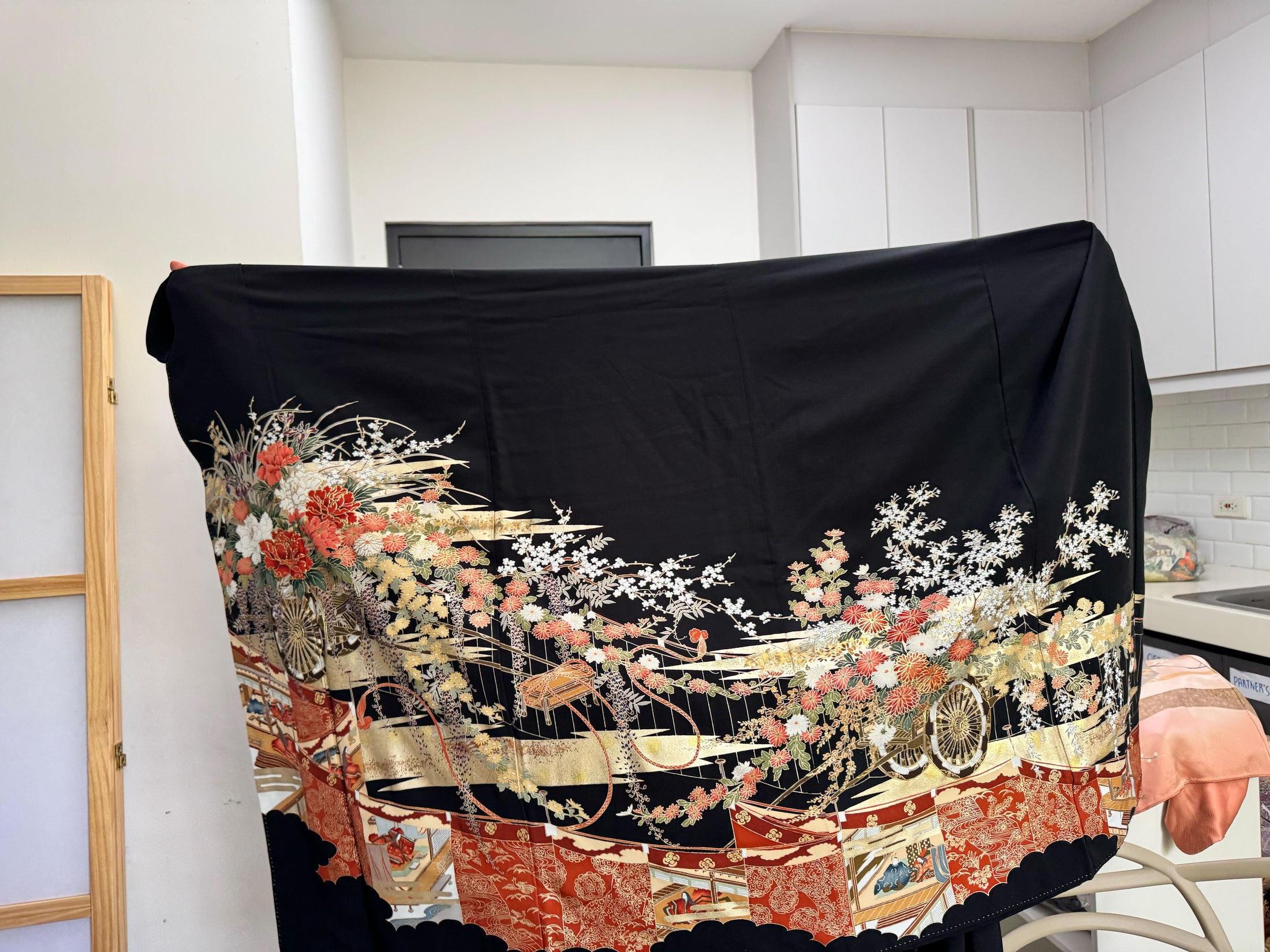 Ma5 Hoian Fabric: Black w/ sakura | No code provided