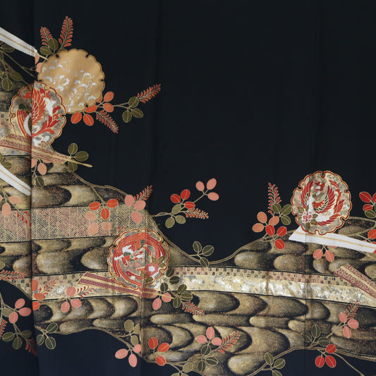 Premium Fabric: 1018-13 Black red embroidery