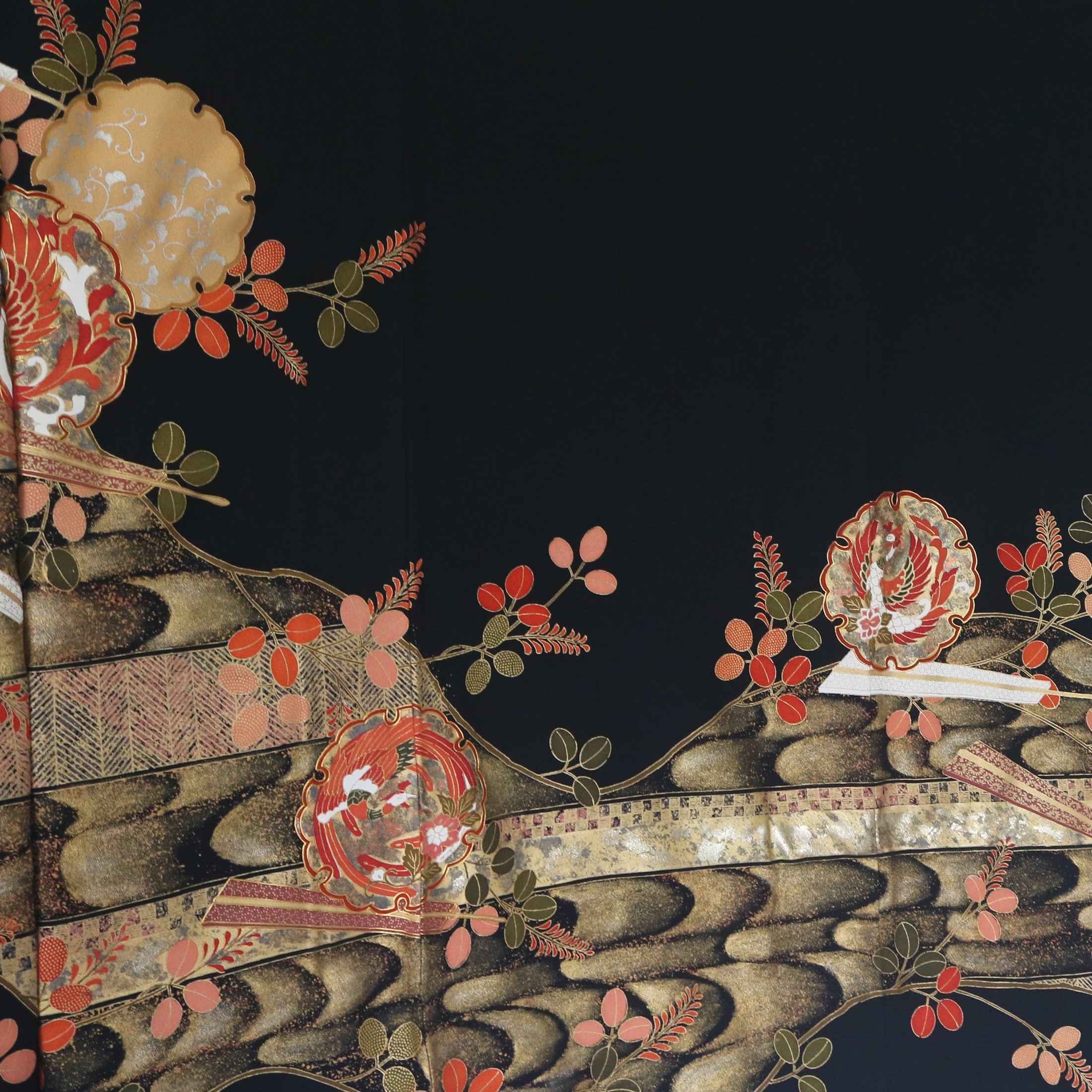 Premium Fabric: 1018-13 Black red embroidery