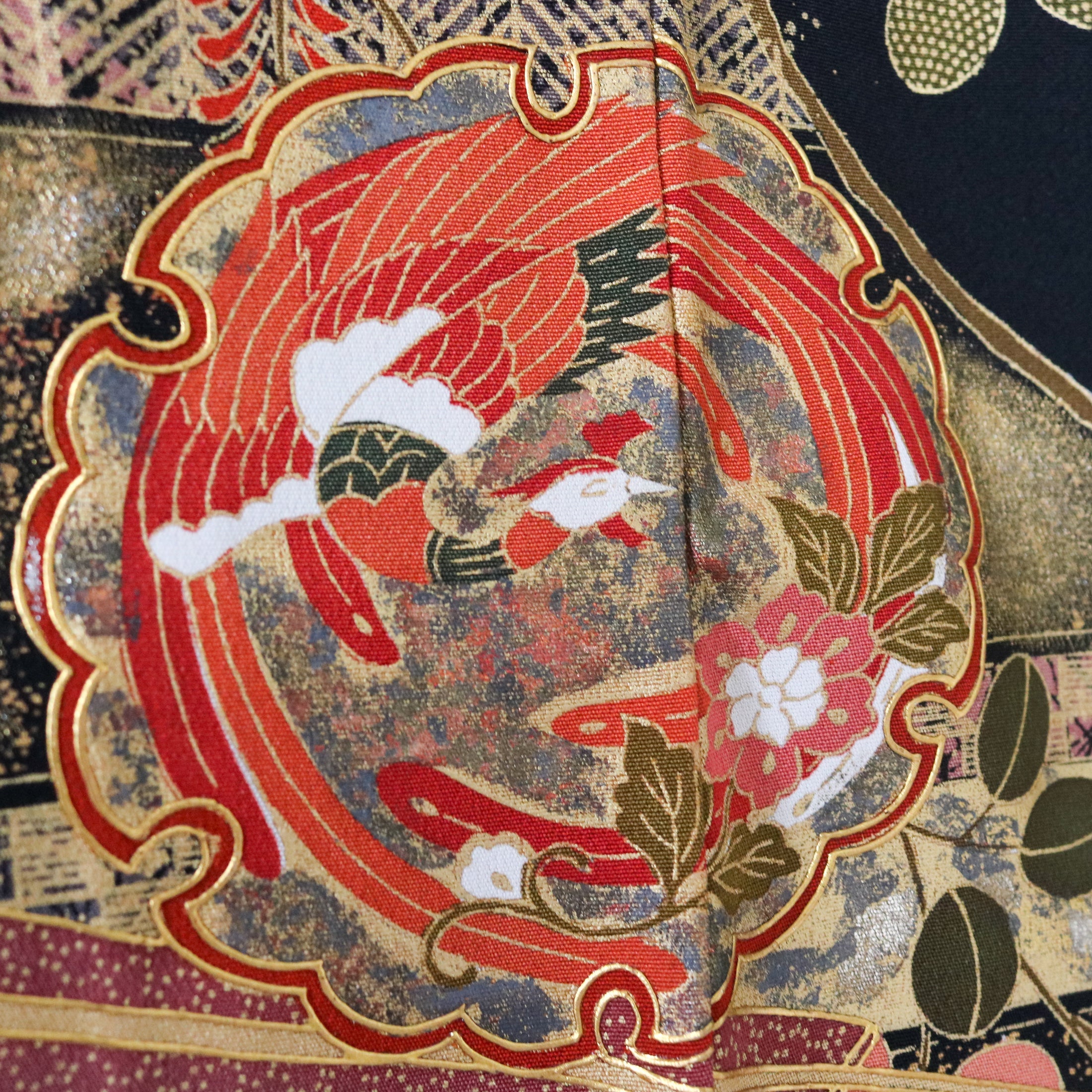 Premium Fabric: 1018-13 Black red embroidery