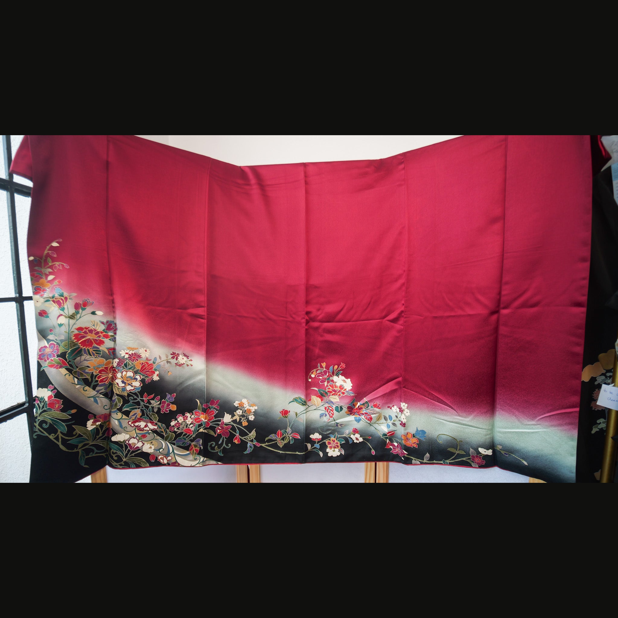 Valentine's collection Fabric (F05-1): Flower in Red Midnight Furisode