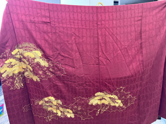 Aug Hoian:  Aug17-02 Wine Red | Custom Top Round Neck + Wrap skirt
