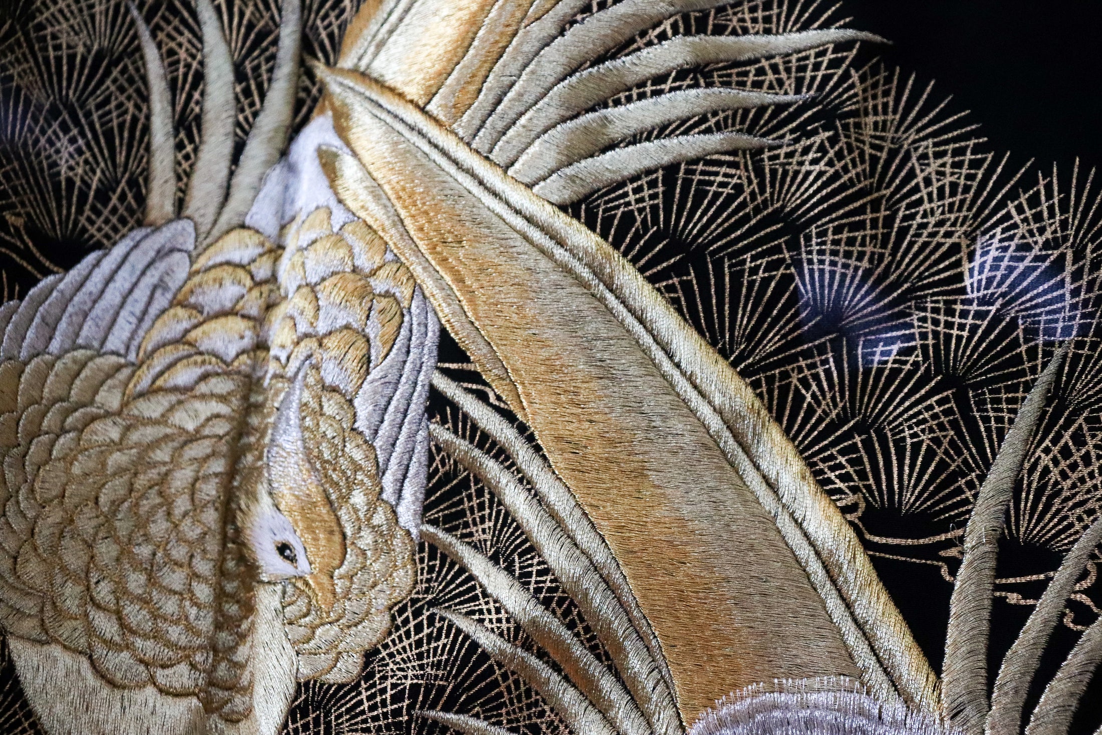 Embroidered Fabric |Golden Phoenix - Full Embroidery! | Premium 164