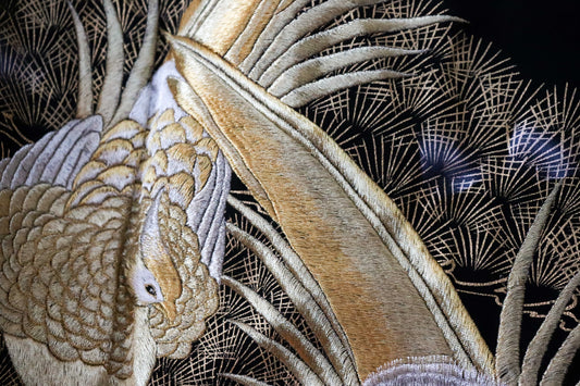 Embroidered Fabric |Golden Phoenix - Full Embroidery! | Premium 164