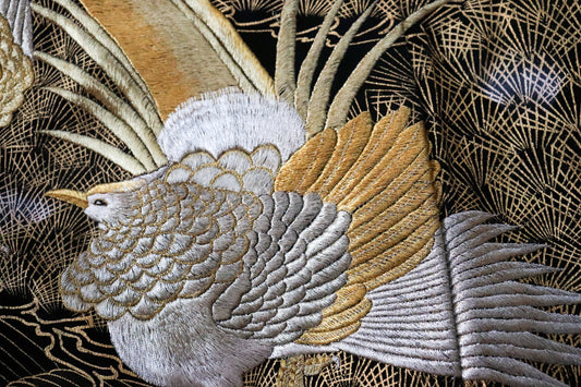 Embroidered Fabric |Golden Phoenix - Full Embroidery! | Premium 164