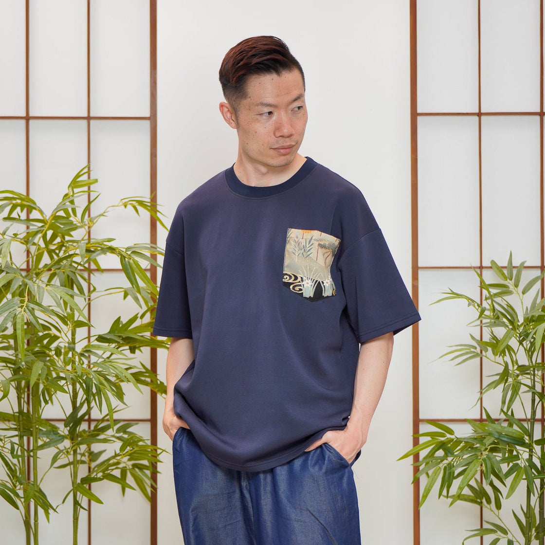 Premium On-hand: Navy Men’s patchwork shirt | M | TSS7365A