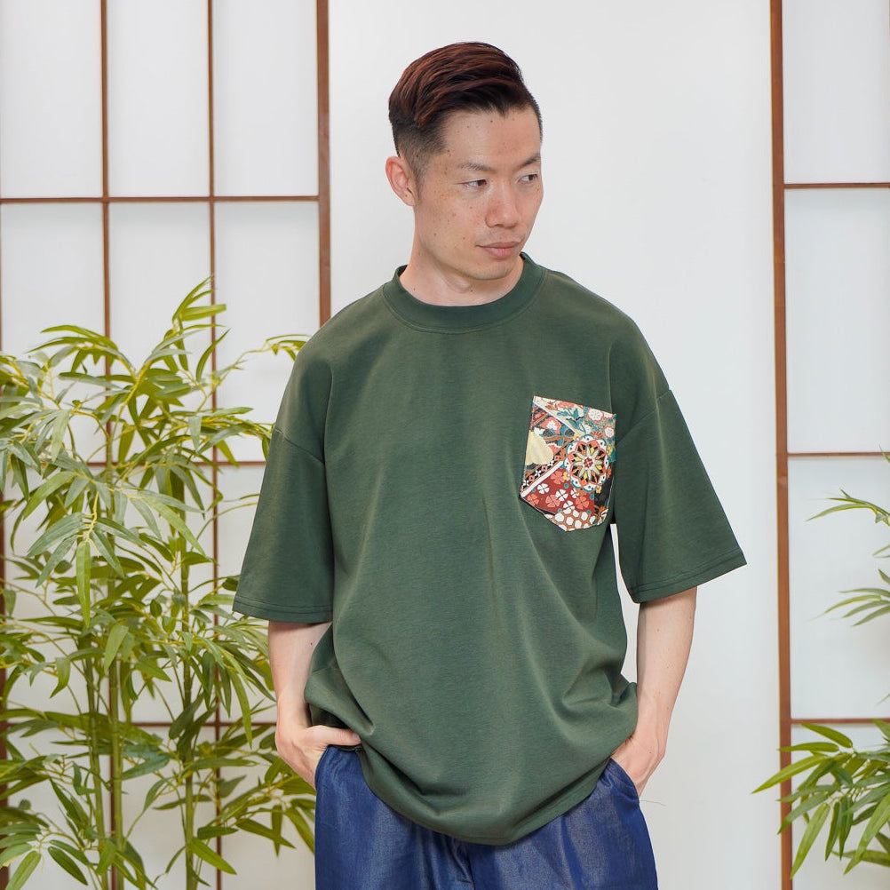Premium On-hand: Green Men’s patchwork shirt | L | TS7708