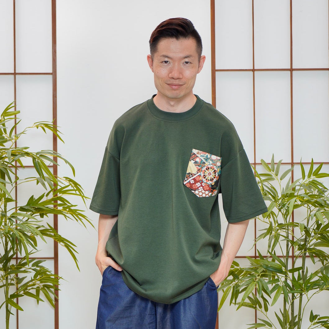 Premium On-hand: Green Men’s patchwork shirt | L | TS7708