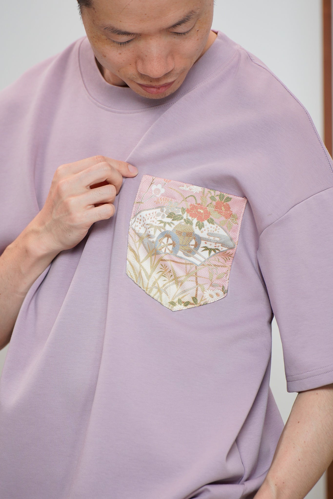 Premium On-hand: Pink Men’s patchwork shirt | L | TS7707