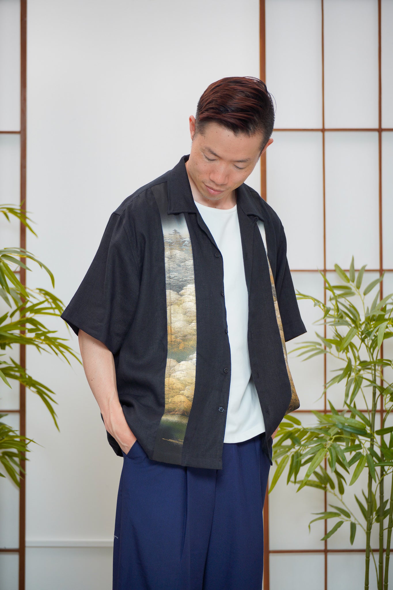 Premium On-hand: Black Men's Linen Polo | LP7217 | L