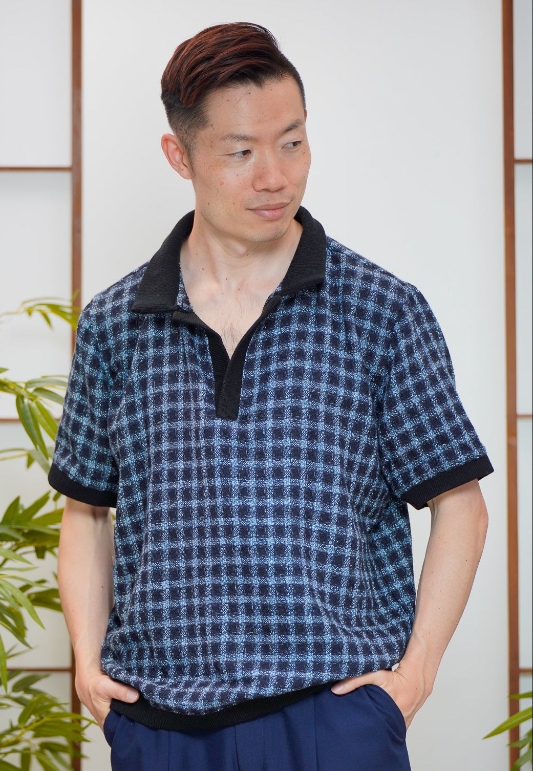 On-hand item: Tweed Relaxed Polo | Checkered Blue