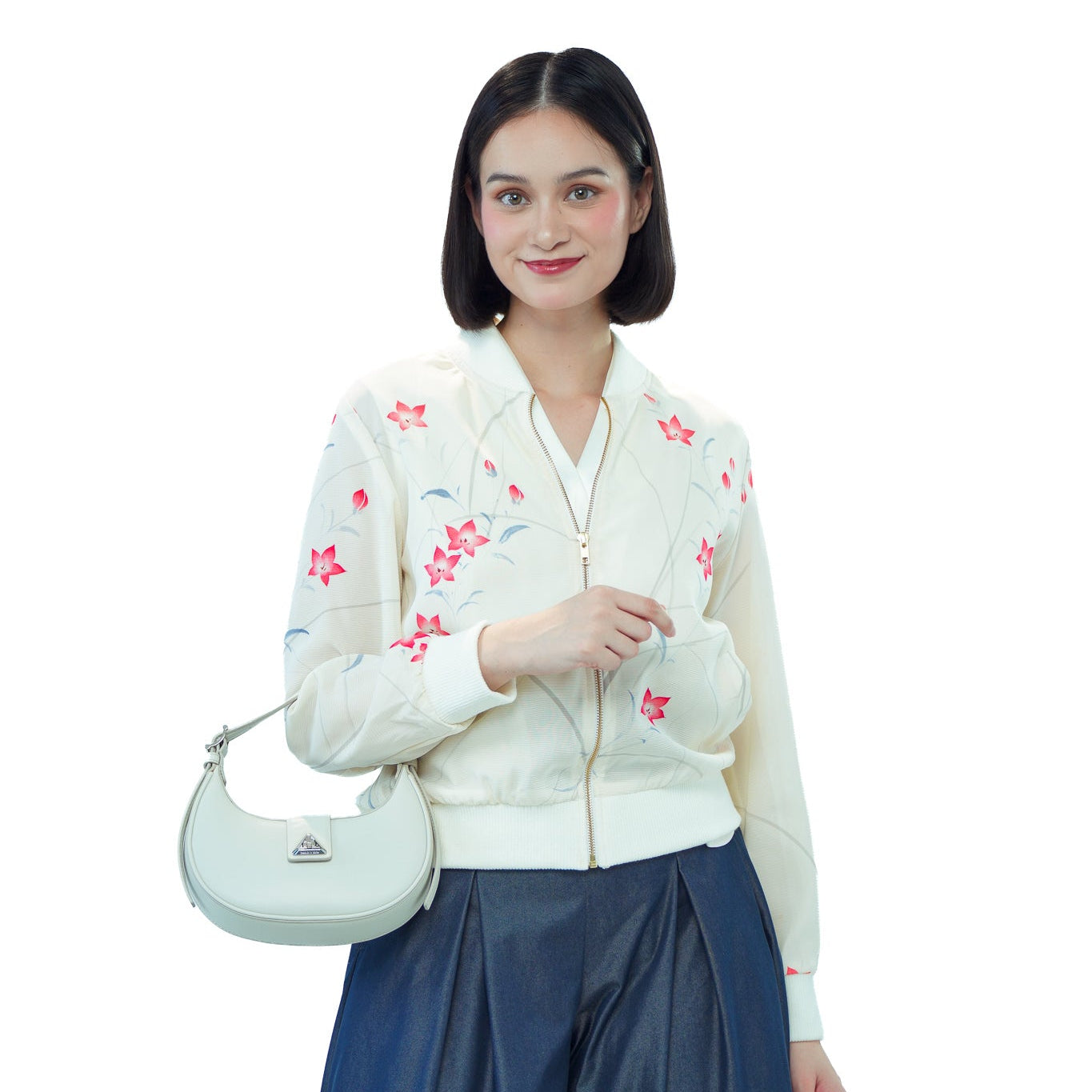Premium On-hand: White see-through Bomber Jacket | XLB