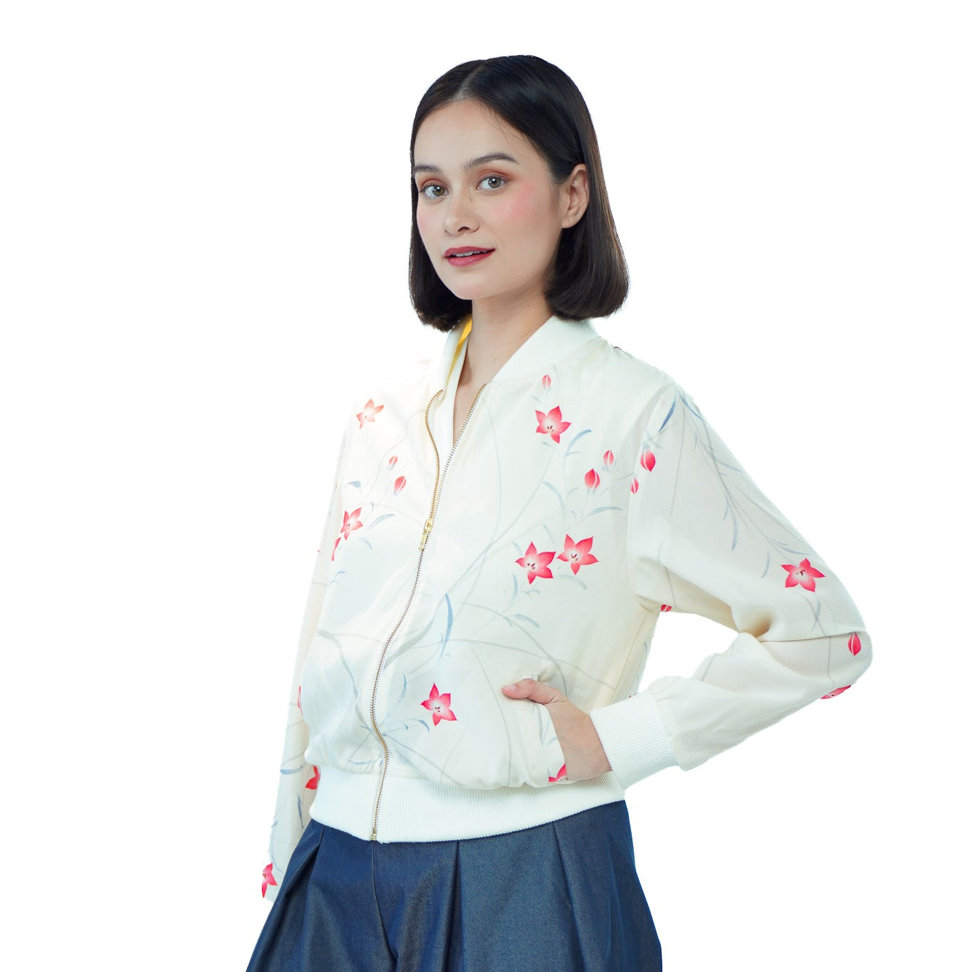 Premium On-hand: White see-through Bomber Jacket | XLB
