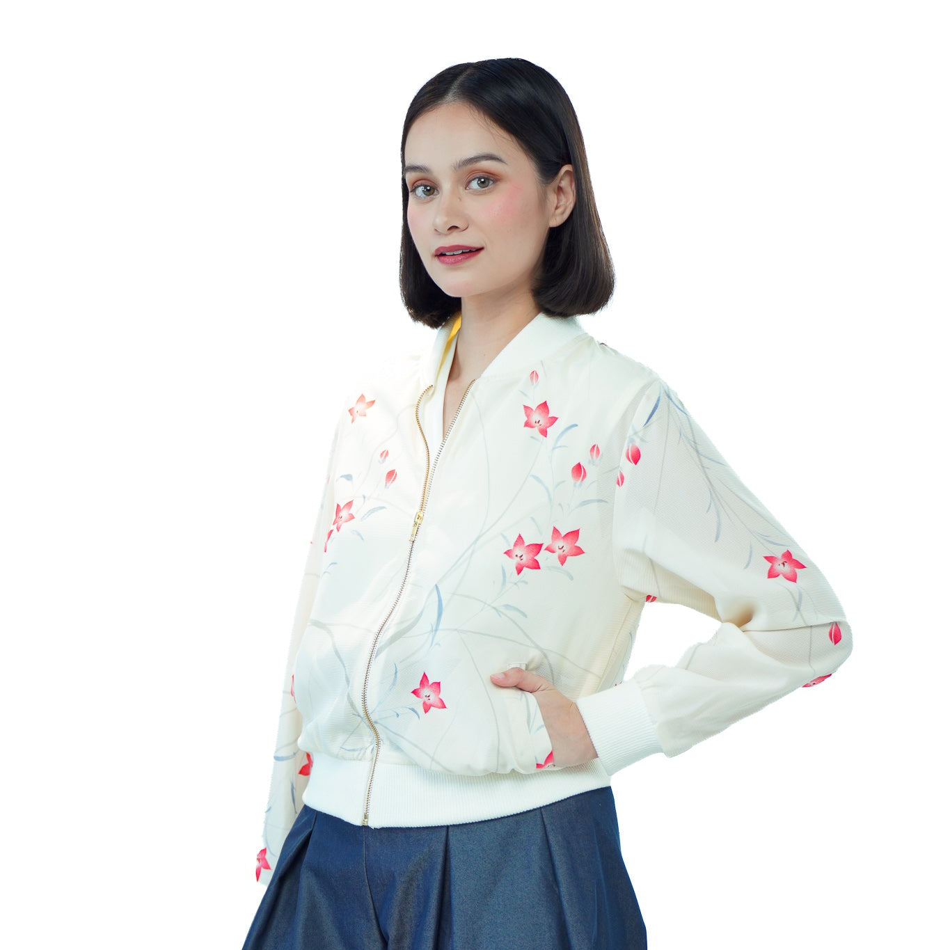 Premium On-hand: White see-through Bomber Jacket | XLB
