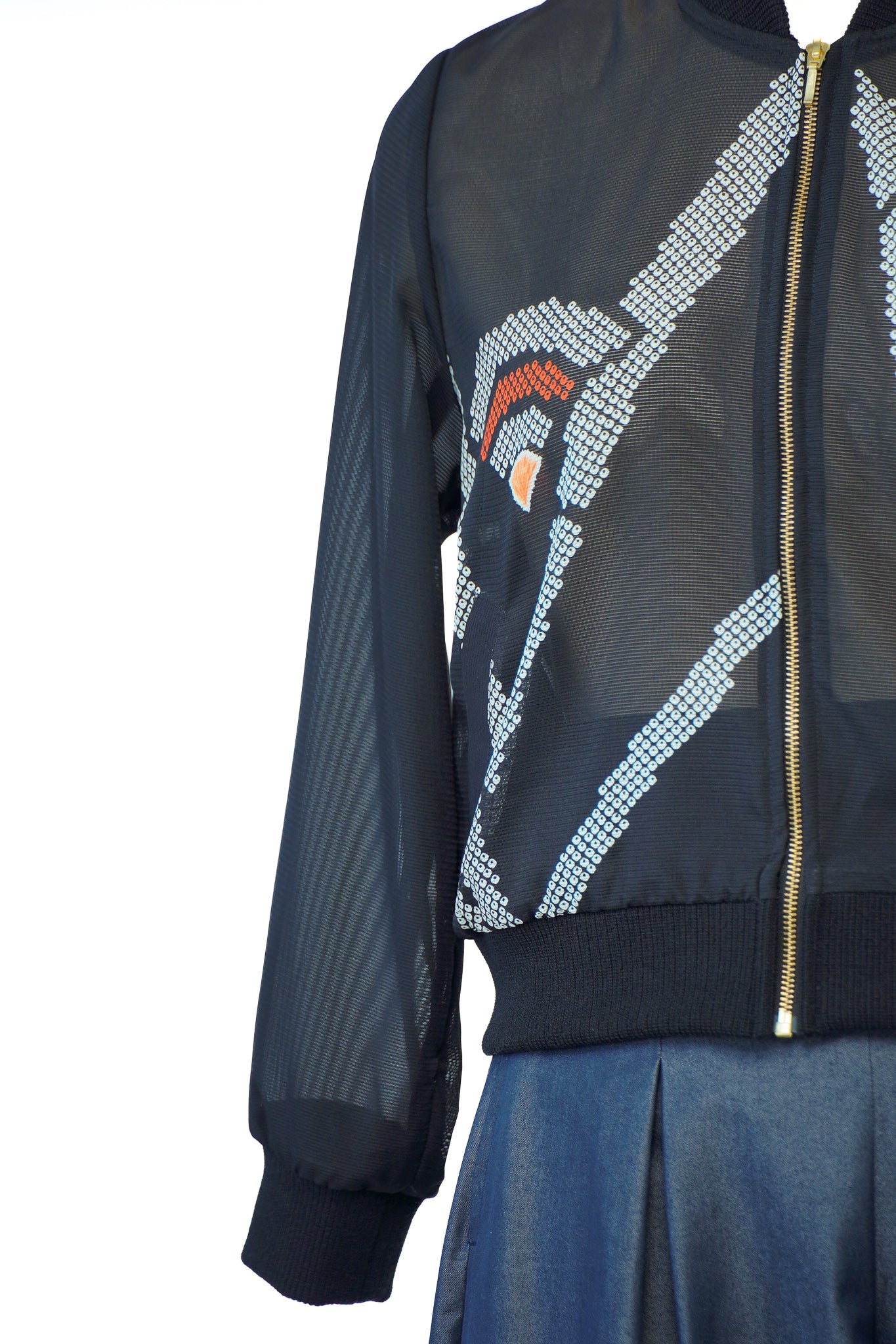 Premium On-hand: Black see-through Bomber Jacket | BJ7923M | XLB