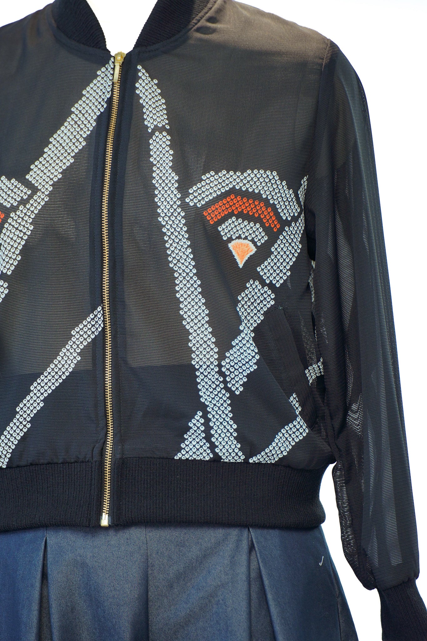 Premium On-hand: Black see-through Bomber Jacket | BJ7923M | XLB