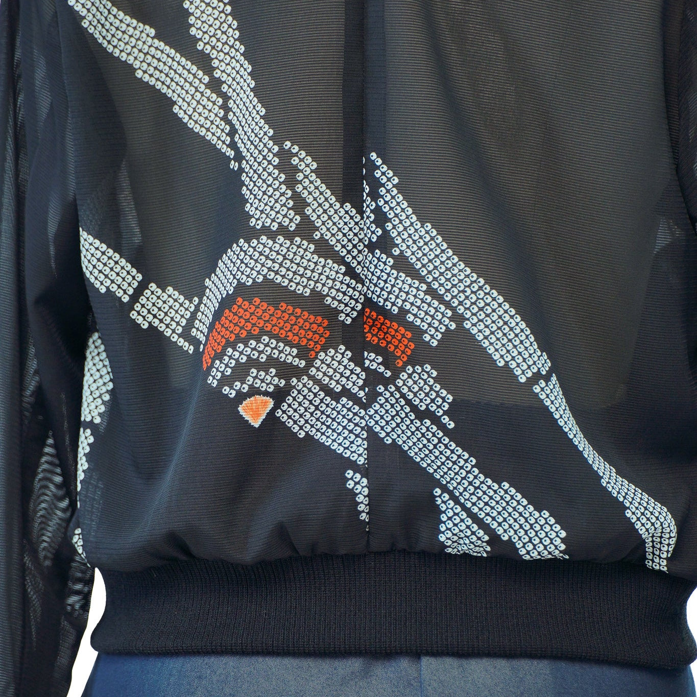 Premium On-hand: Black see-through Bomber Jacket | BJ7923M | XLB