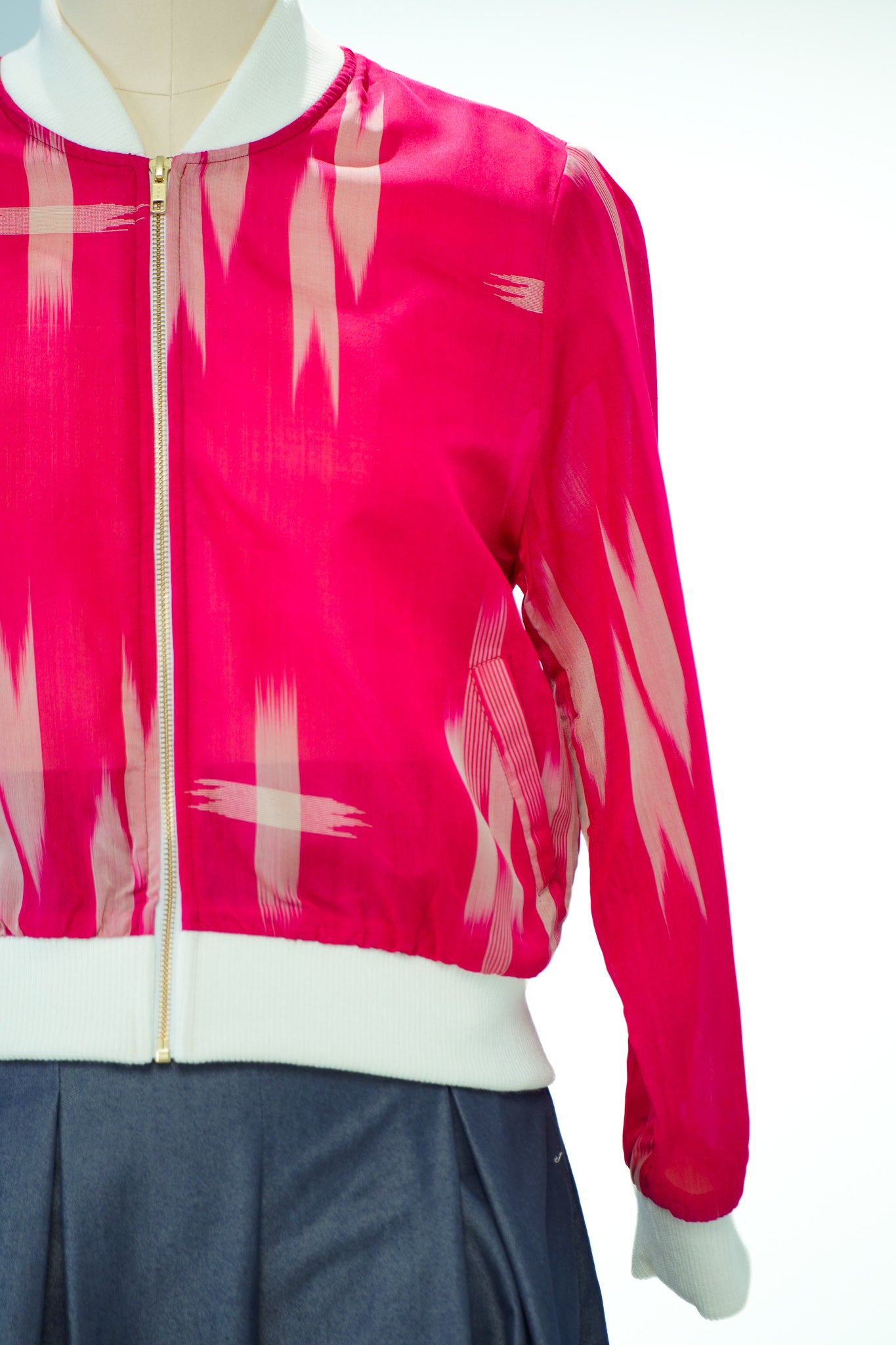Premium On-hand: Red see-through Bomber Jacket | BJ7733M | XLB