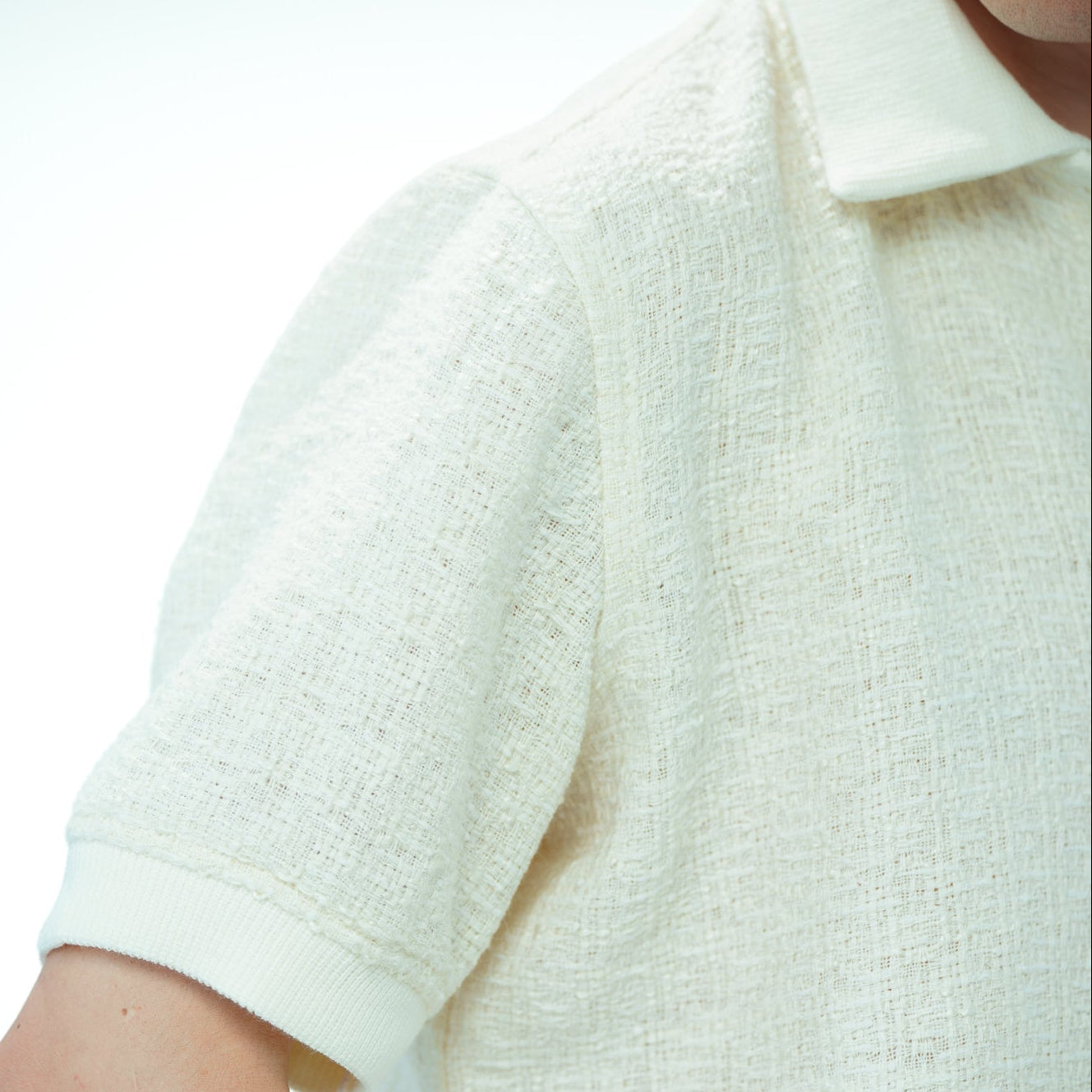 On-hand item: Tweed Relaxed Polo | White | L