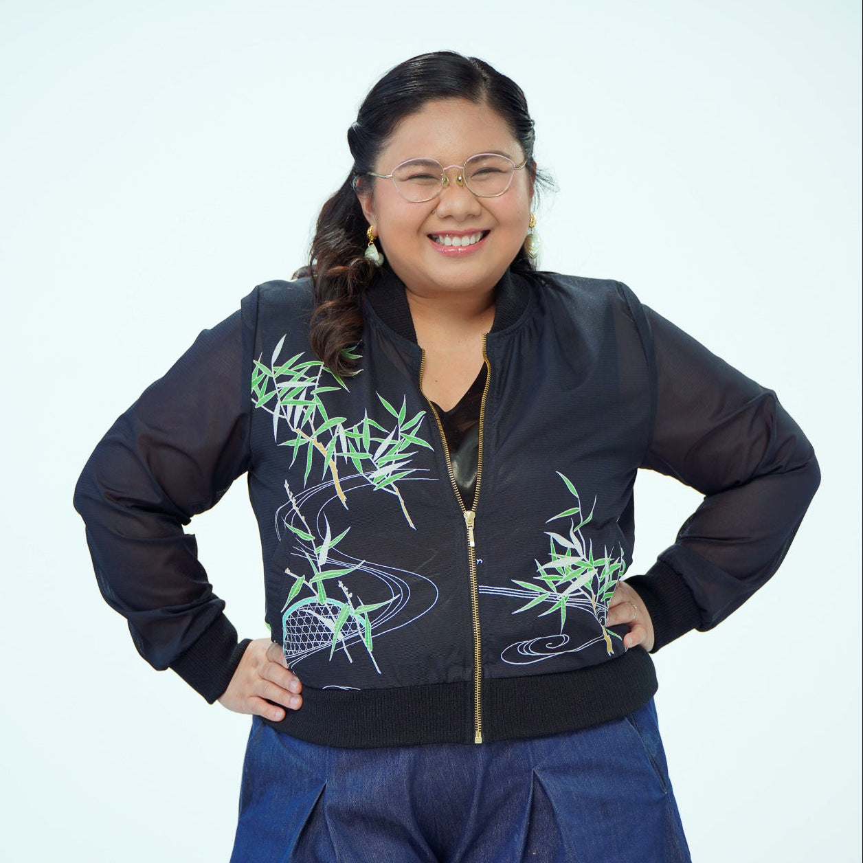 Premium On-hand: Black see-through Bomber Jacket | BJ7739M | XLB