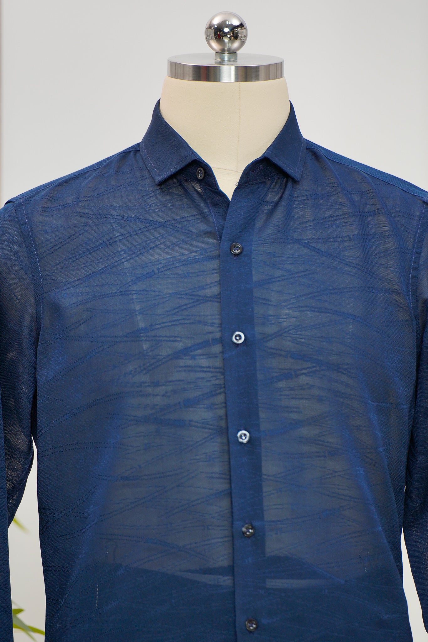 On-hand item: See through Dress shirt and short set for Men | L | Blue