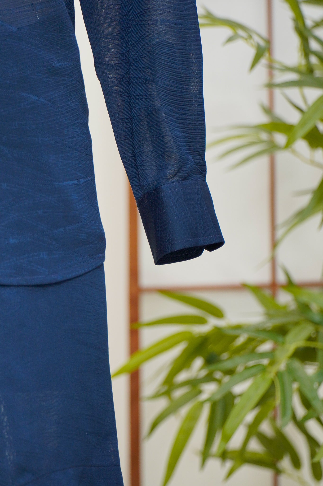 On-hand item: See through Dress shirt and short set for Men | L | Blue