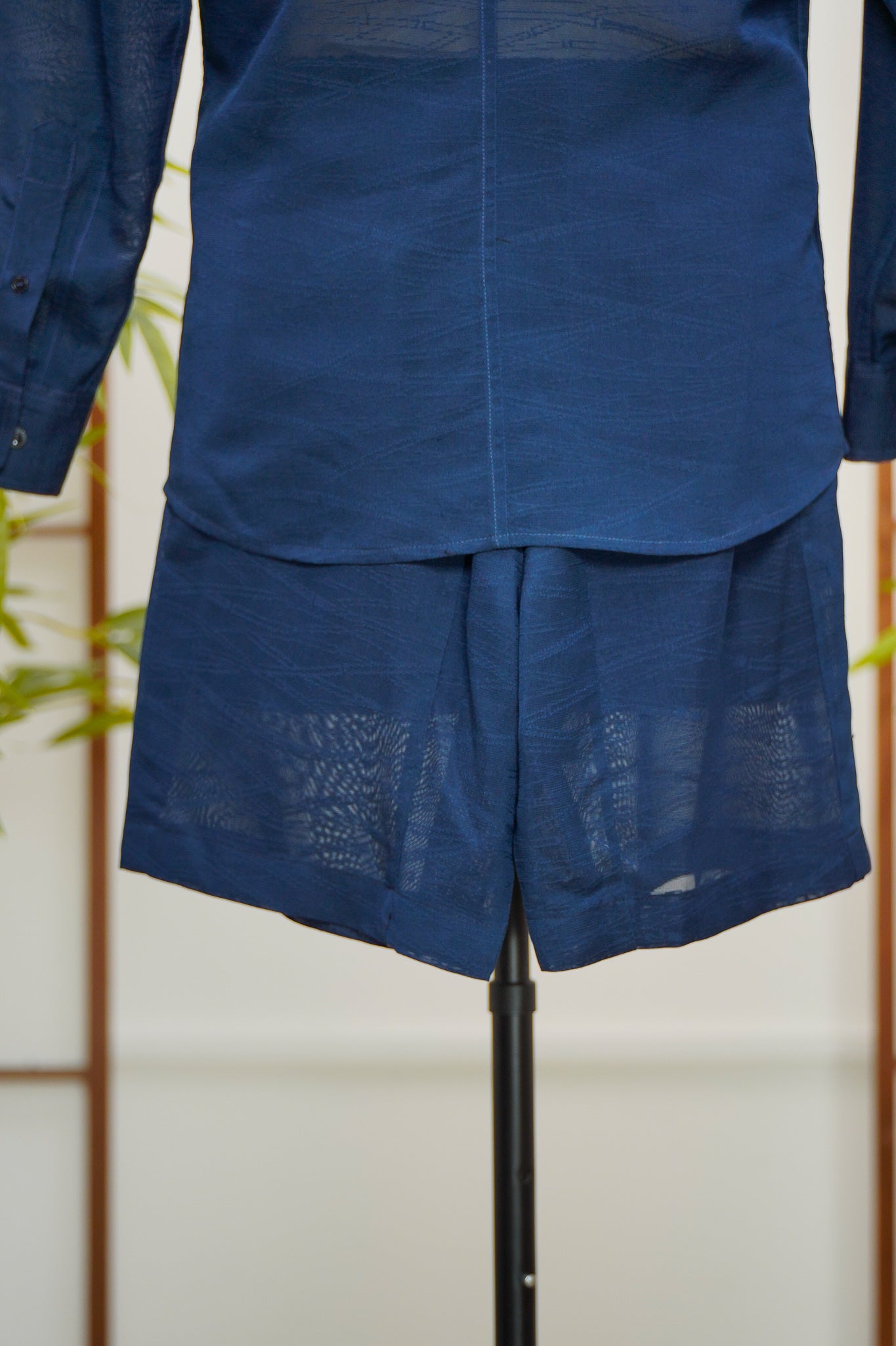 On-hand item: See through Dress shirt and short set for Men | L | Blue