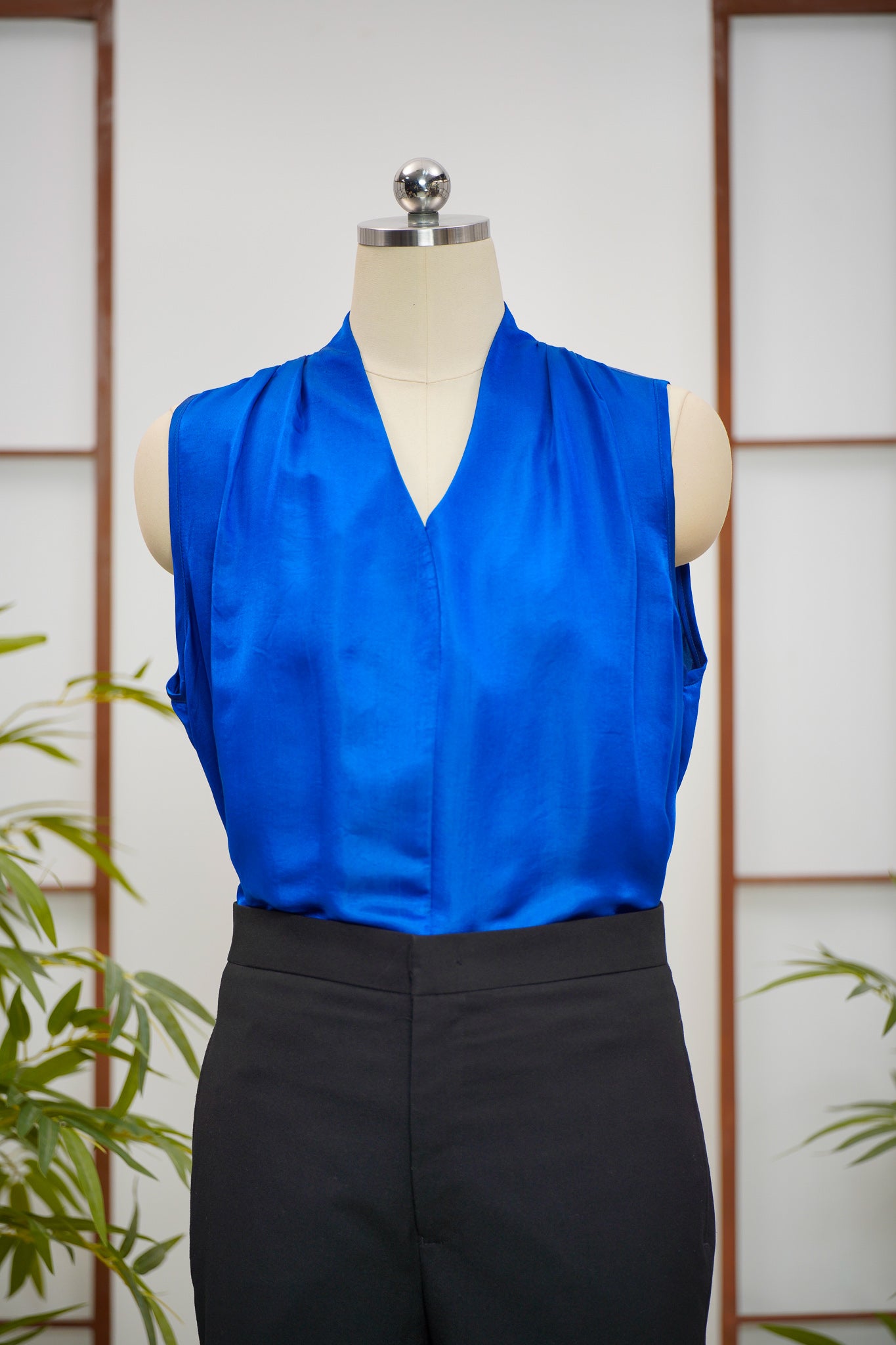 On-hand item: Samurai Blue Silk Cotton High-neck top