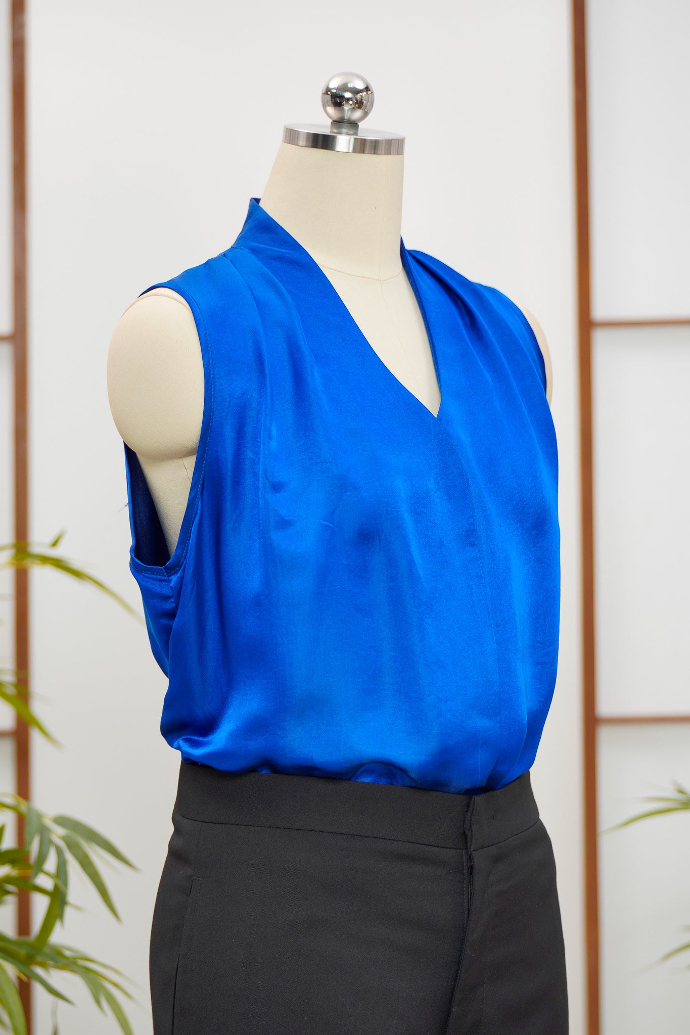 On-hand item: Samurai Blue Silk Cotton High-neck top