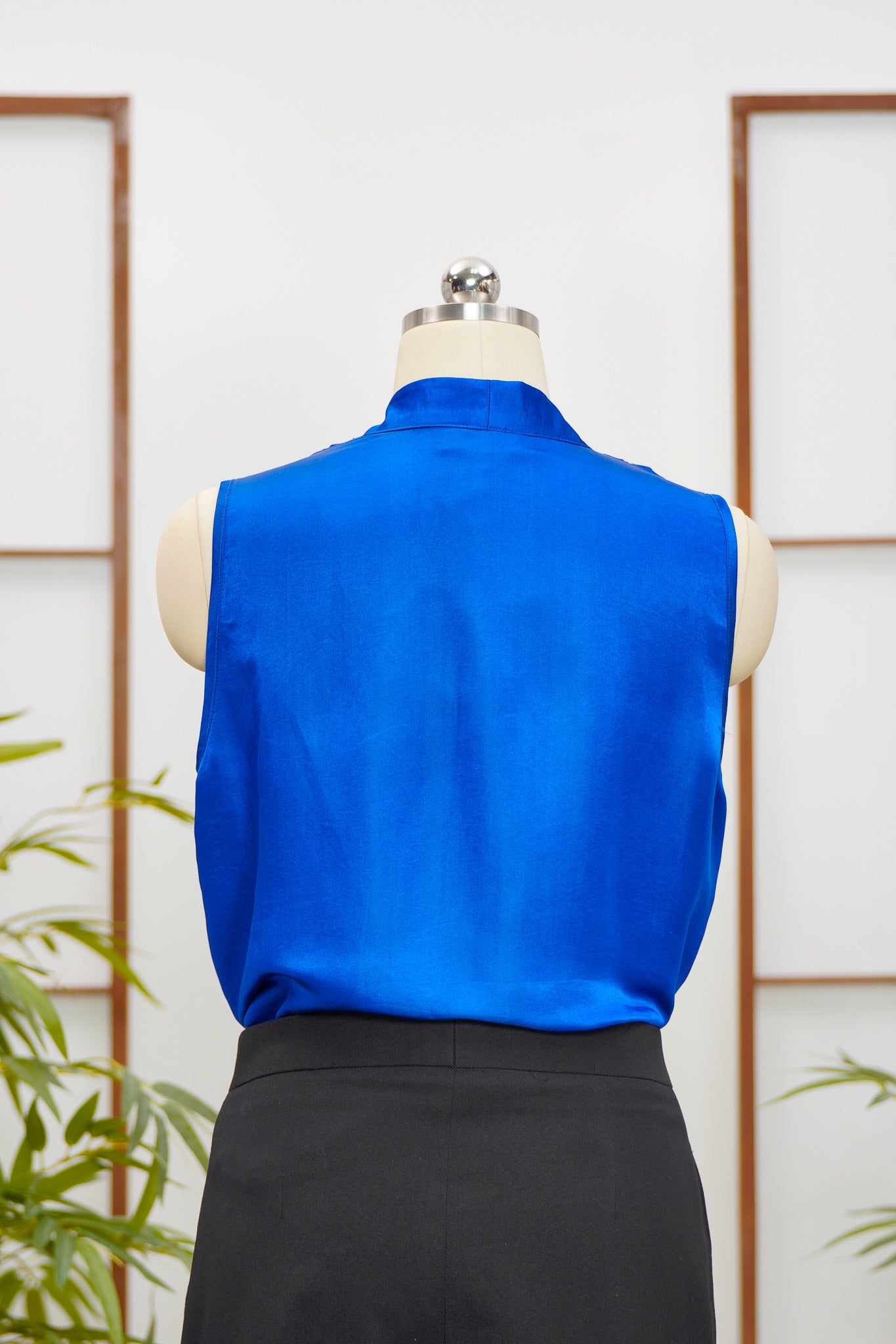On-hand item: Samurai Blue Silk Cotton High-neck top