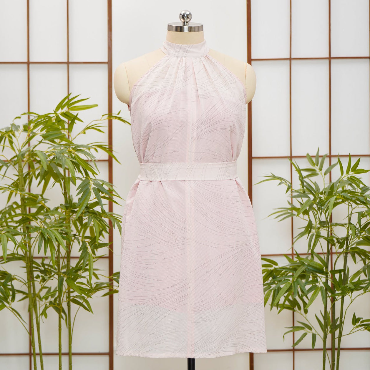 Premium On-hand: Light Pink Seethrough Halter Dress | HD6635