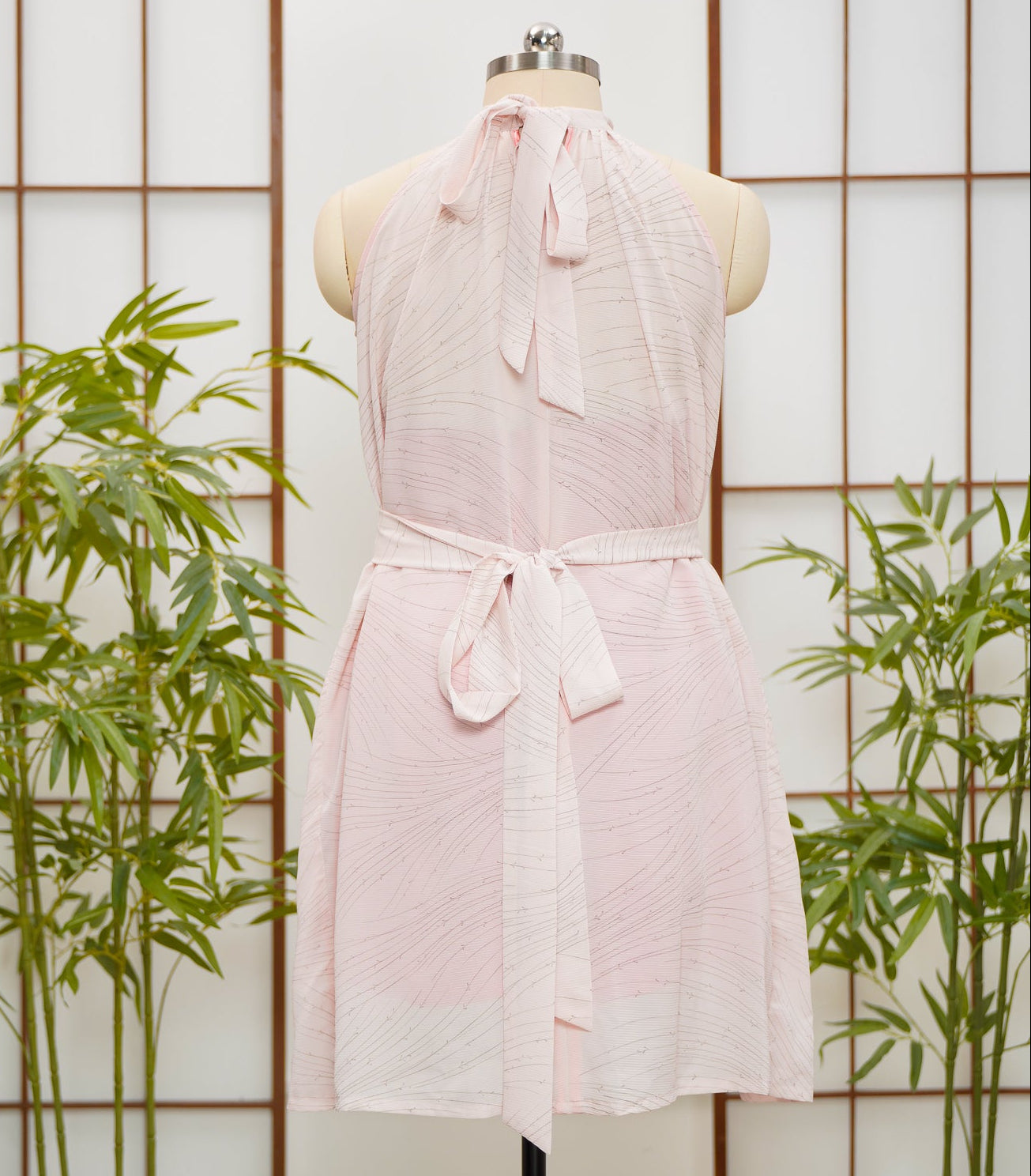 Premium On-hand: Light Pink Seethrough Halter Dress | HD6635