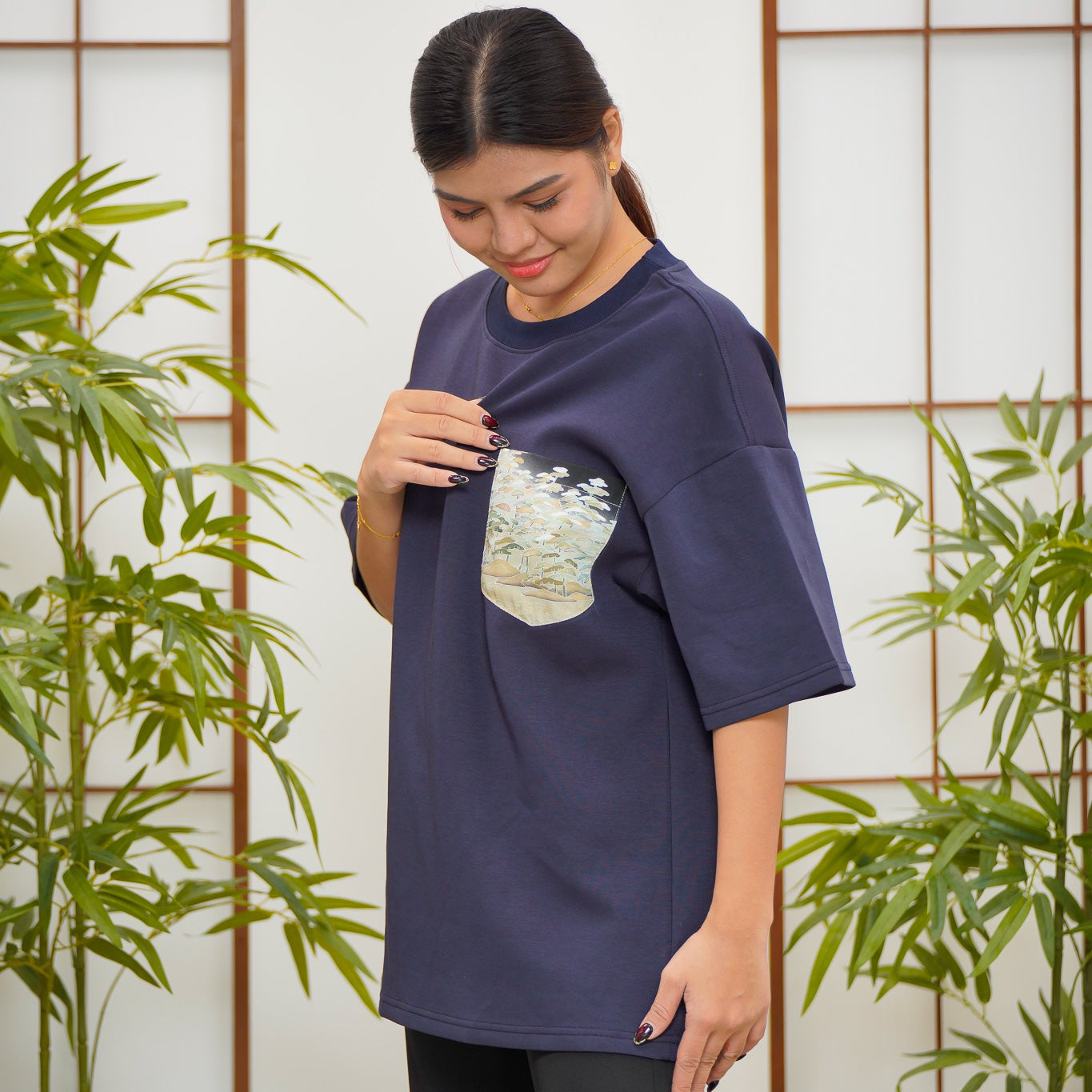GGSB: On-hand: Navy Men’s patchwork shirt | M | TS7505A