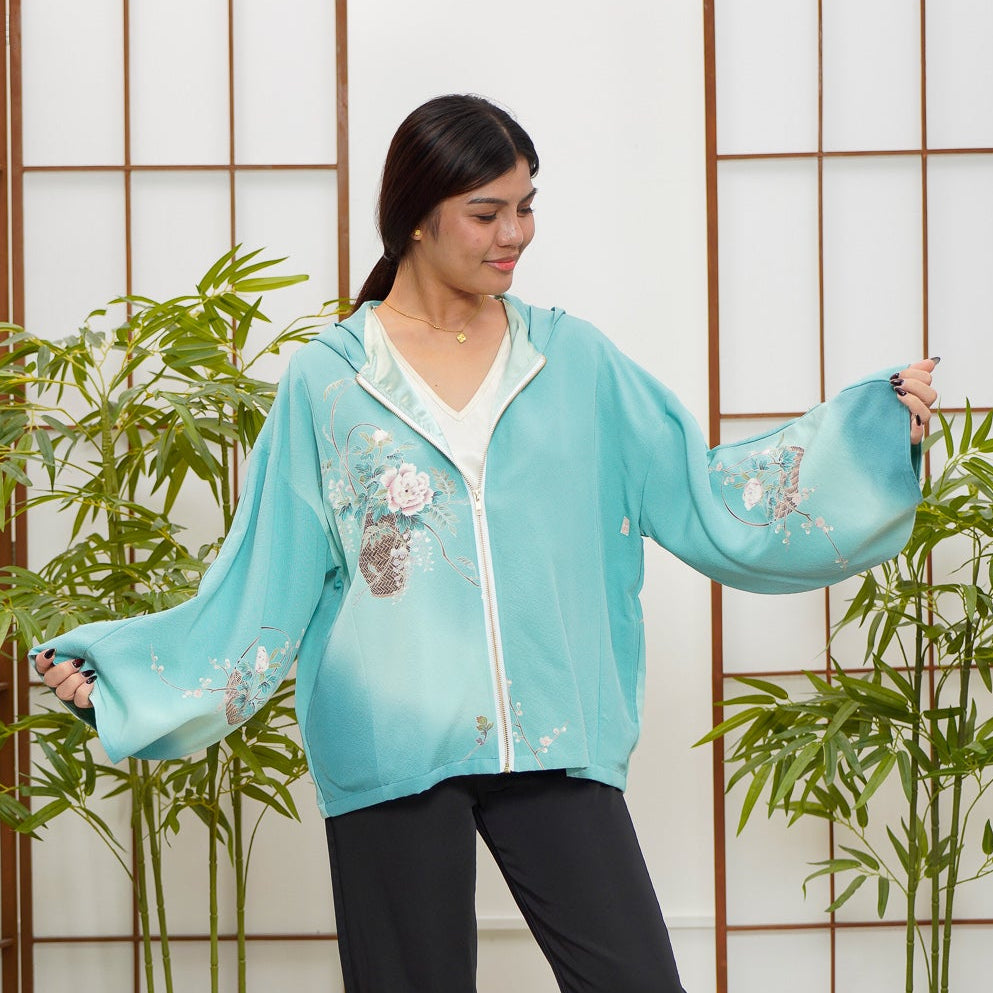 WC 32 campaign PREMIUM Teal color: Green Hoodie With Zipper | HWZ7943Y