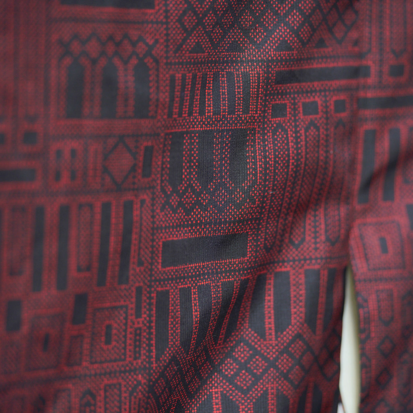 Premium Oshima Fabric: 0625_51 | Burgundy Facade