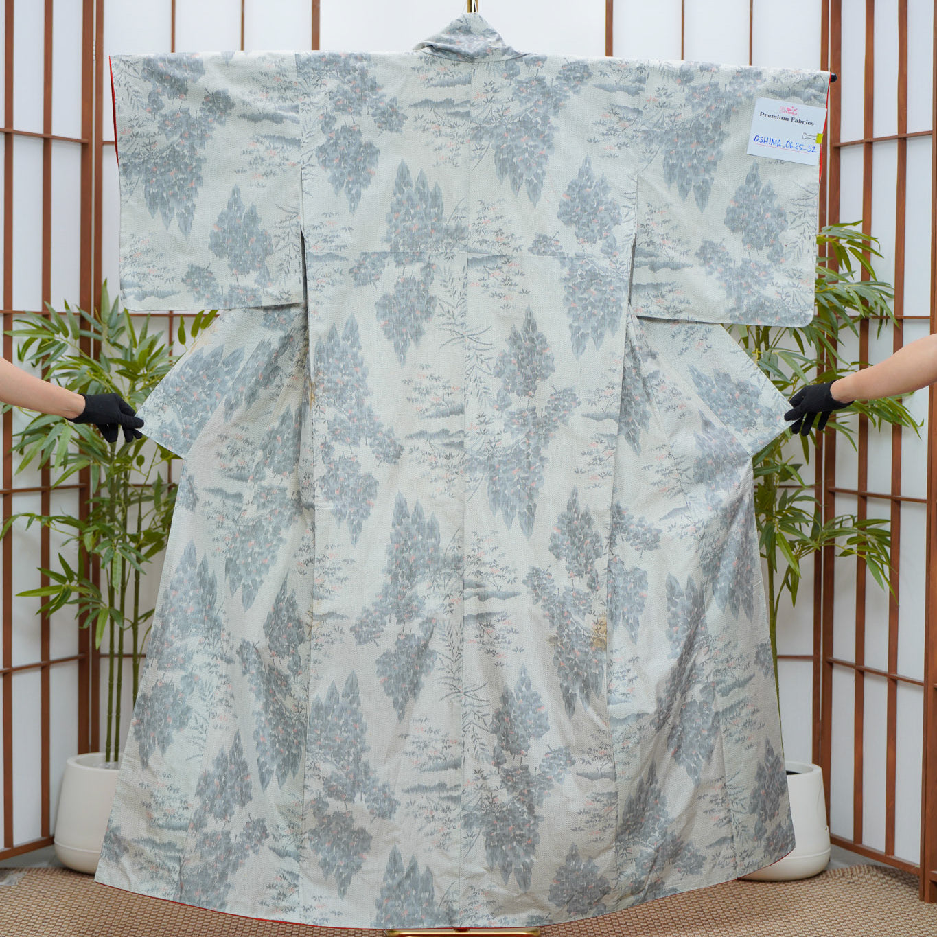 Premium Oshima Fabric: 0625_52 | Forested Slopes - white oshima