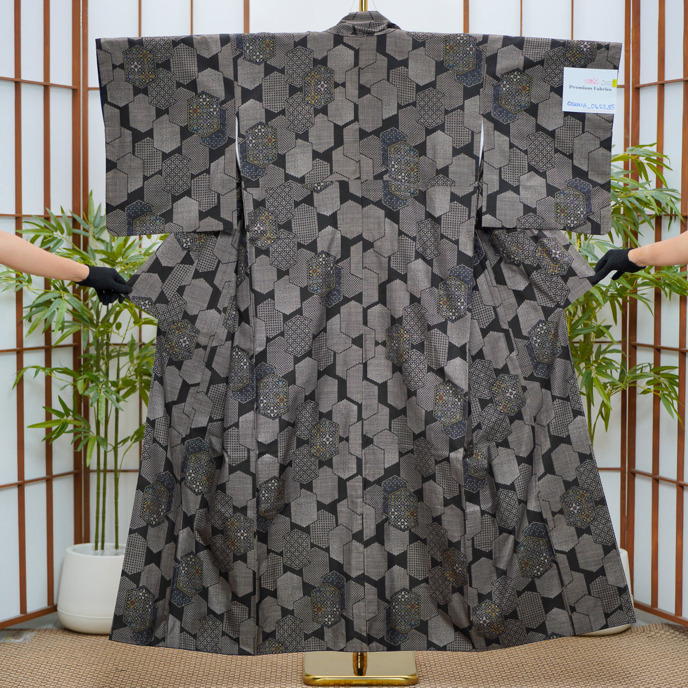 [Certificate] Premium Oshima Fabric: 0625_55 | Structured Stone - dorozome (mud dyed)