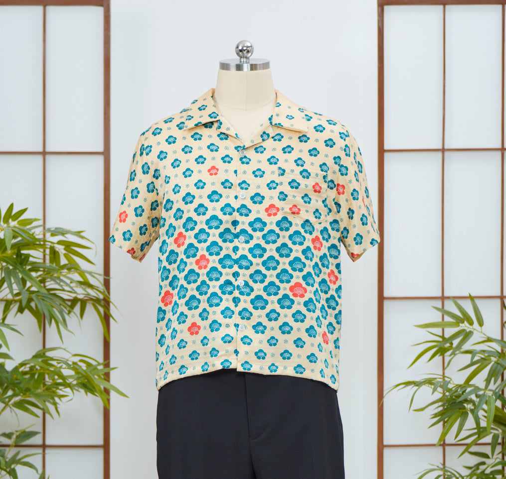 GGSB: On-hand Aloha Shirt | AS7727M  Cream Bluish Large