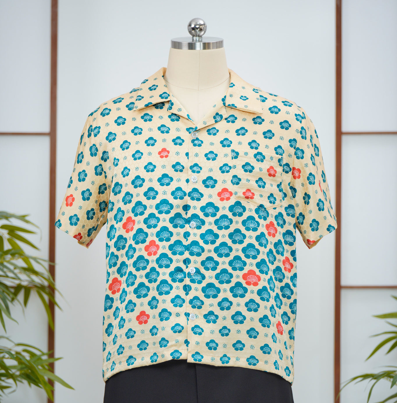 GGSB: On-hand Aloha Shirt | AS7727M  Cream Bluish Large