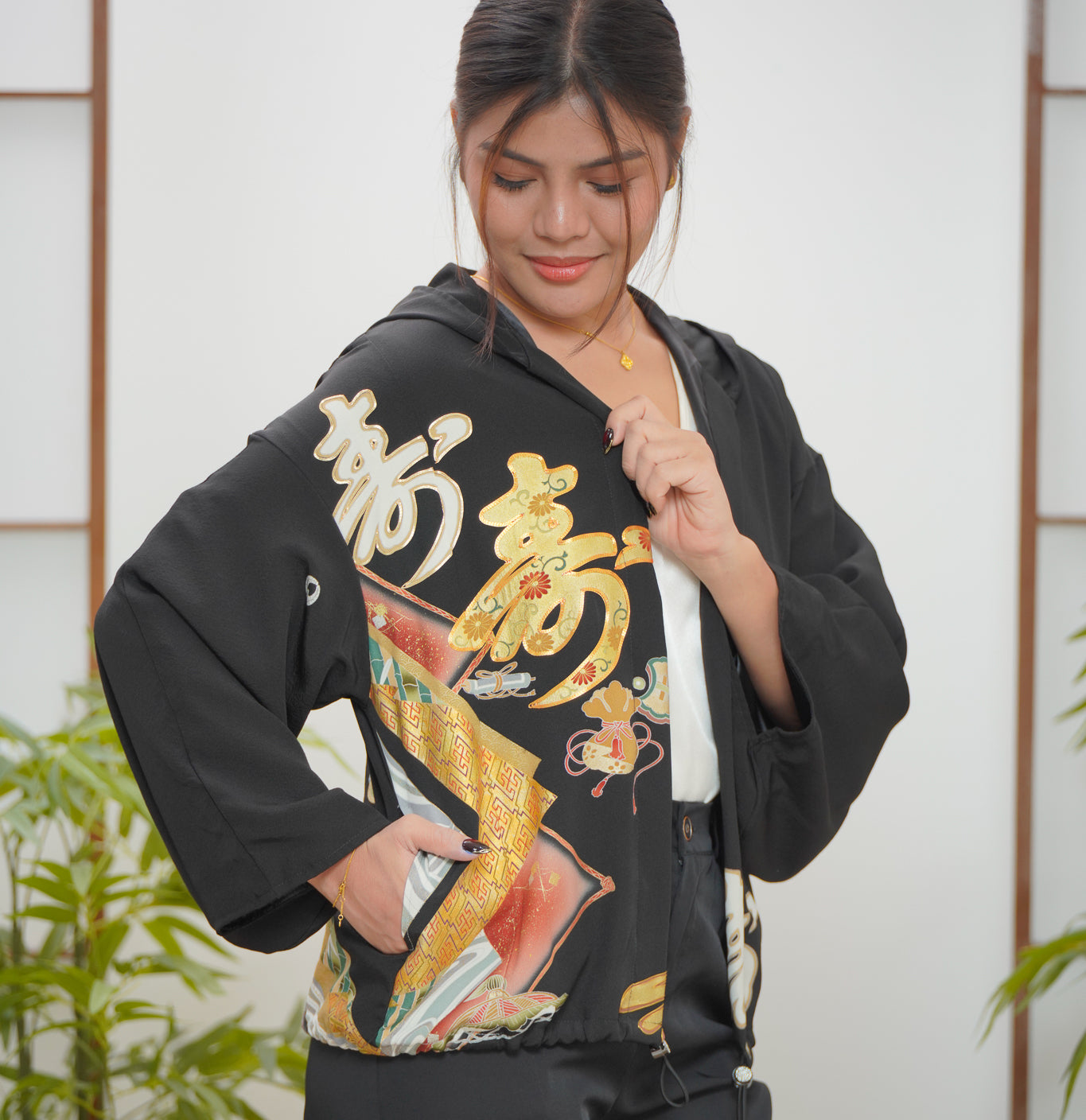 ⚽️🎉WC 32 campaign: Black Kodomo Hoodie 寿(Kotobuki = best wishes 🎉) | HK7629Y - unique!