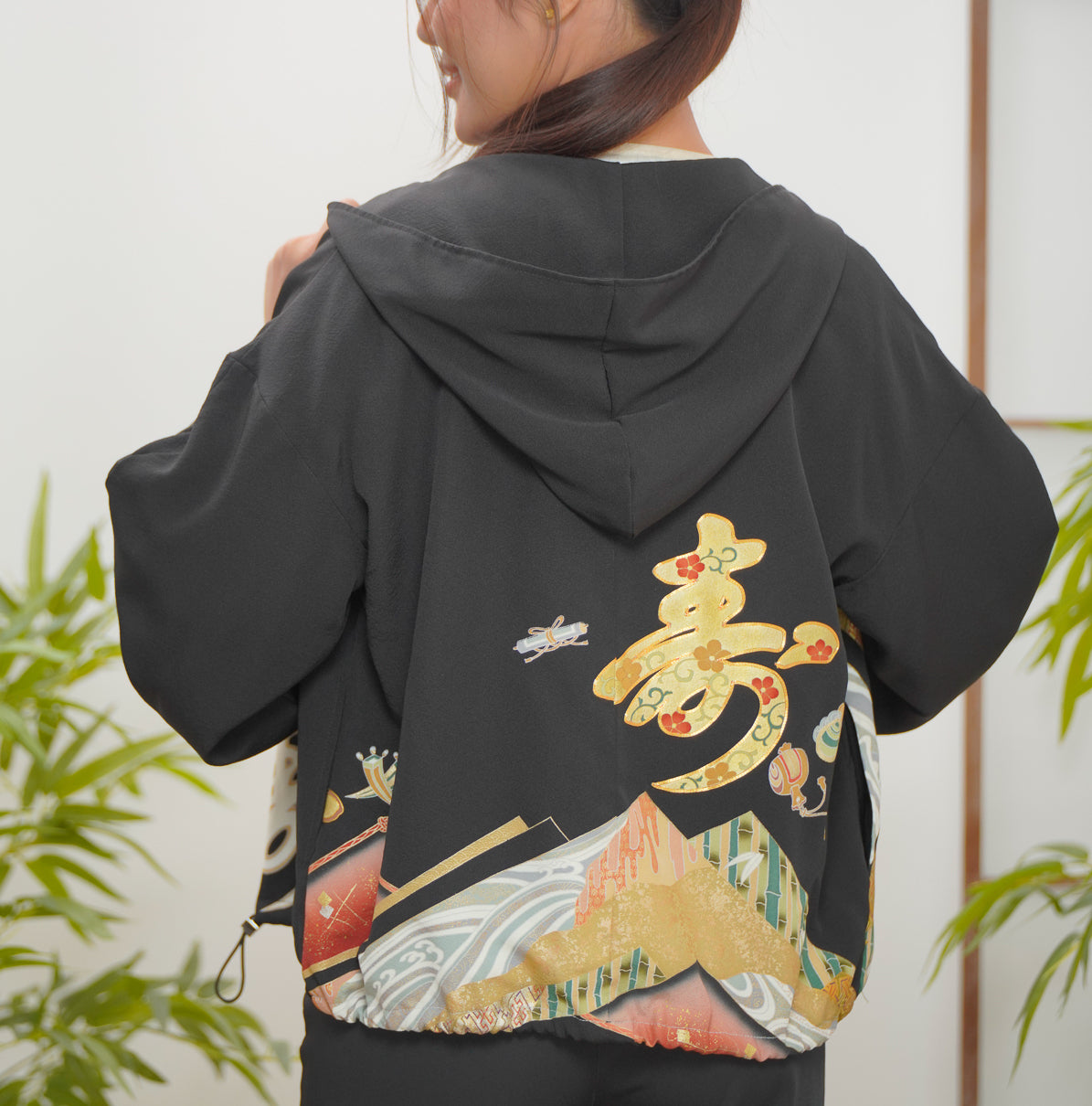 ⚽️🎉WC 32 campaign: Black Kodomo Hoodie 寿(Kotobuki = best wishes 🎉) | HK7629Y - unique!
