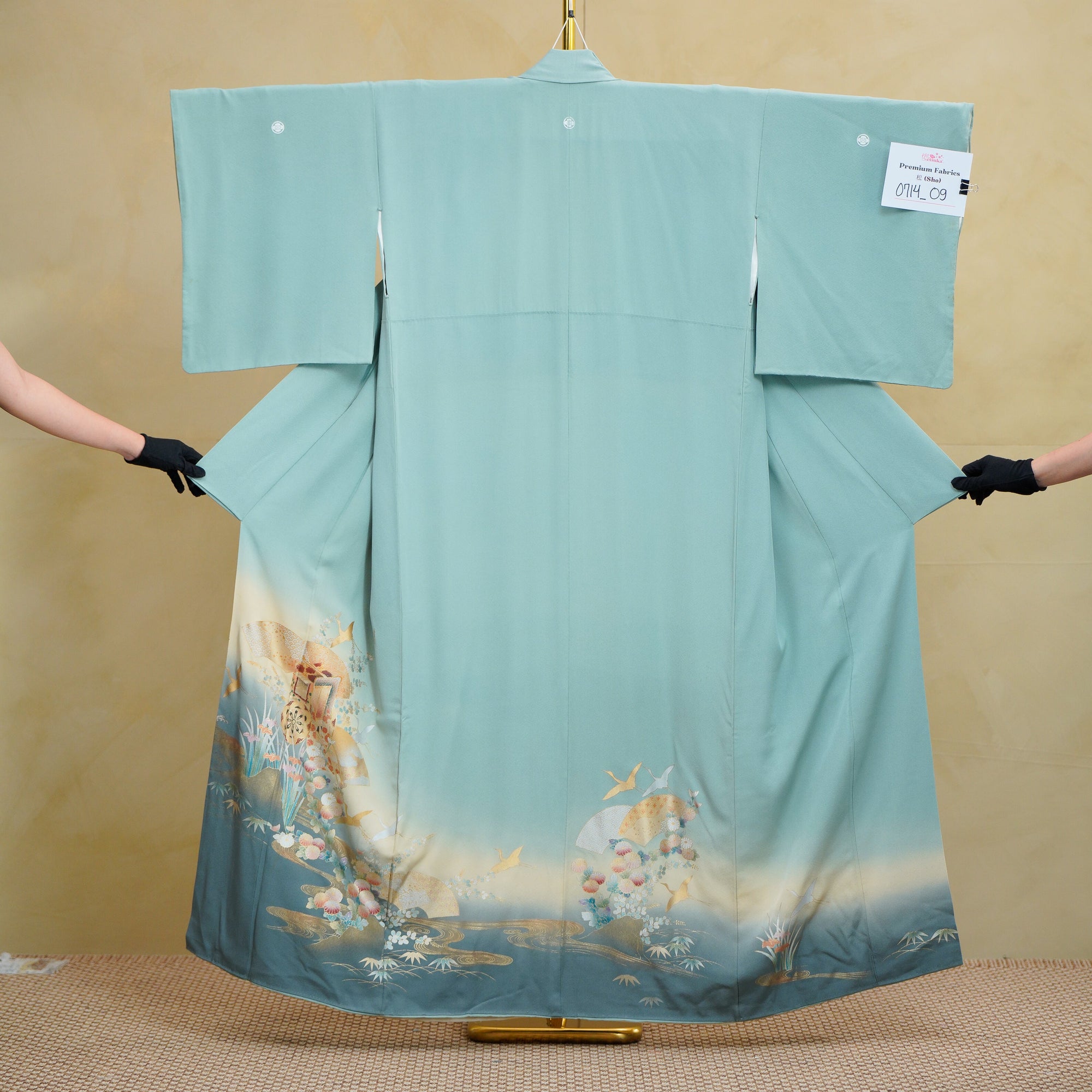 Premium Chiku Fabric: 0714_09 | The Skylark | Teal and GOLD omg