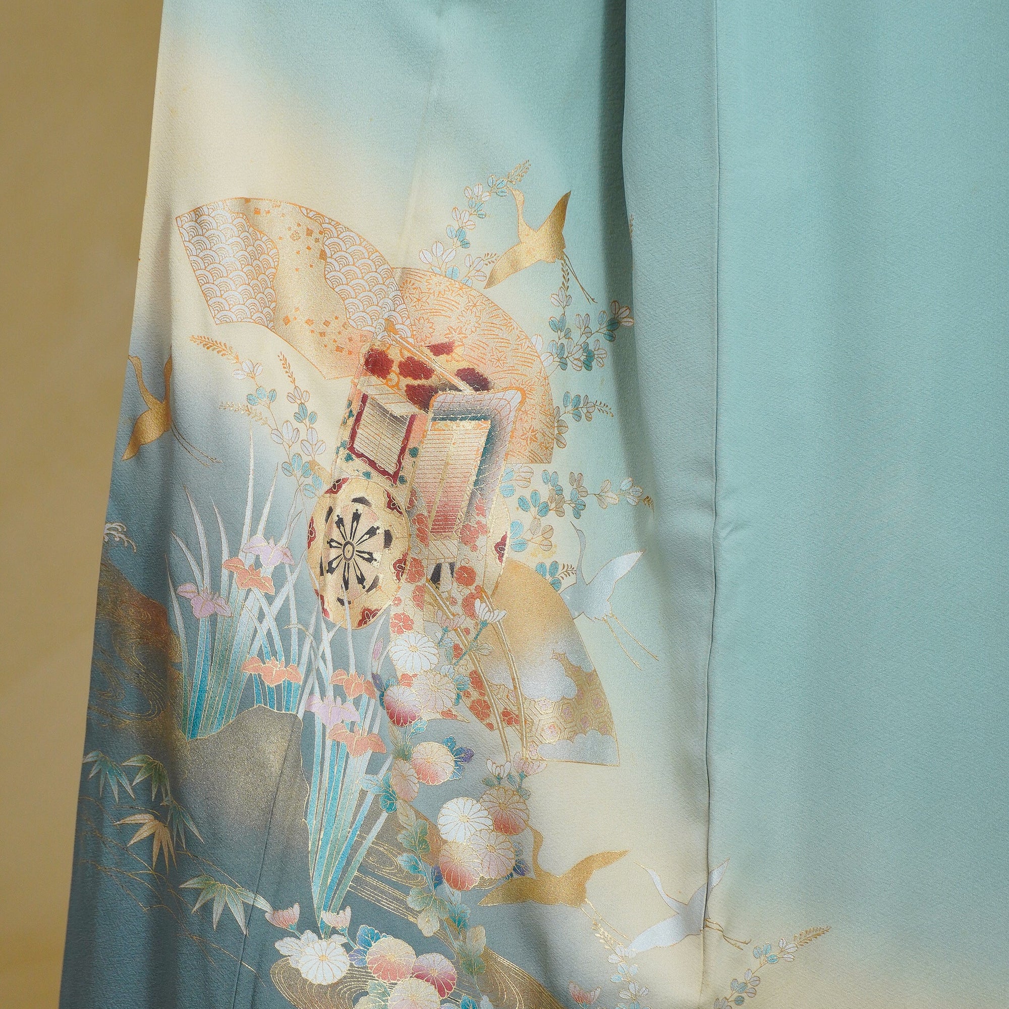 Premium Chiku Fabric: 0714_09 | The Skylark | Teal and GOLD omg