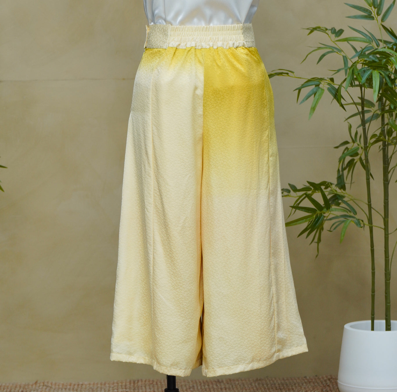 On-hand: Colored Palazzo Pants |  PP7878A 2XLB CREAM-yellow