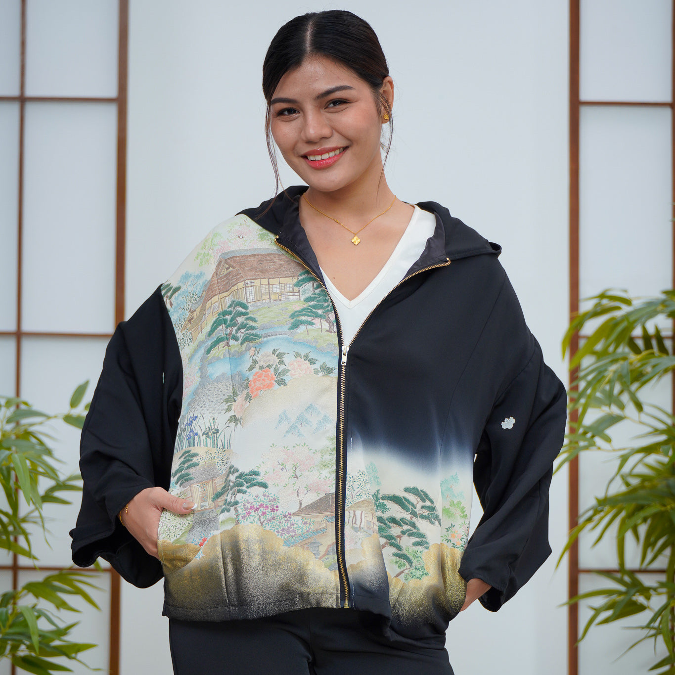 Premium On-hand: Black Hoodie With Zipper | HWZ8072Y