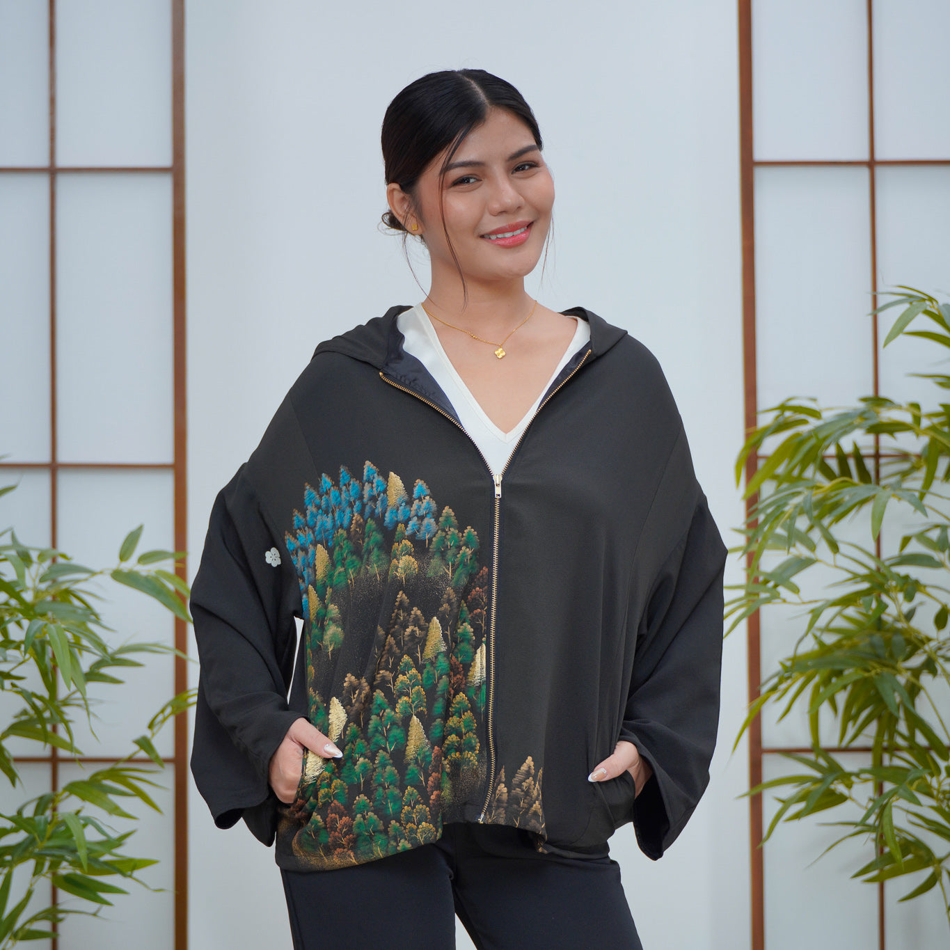 Premium On-hand: Black Hoodie With Zipper | HWZ6215Y