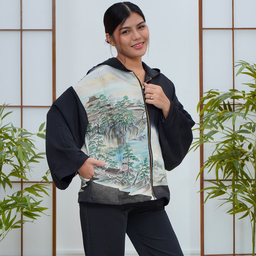 Premium On-hand: Black Hoodie With Zipper | HWZ8075Y