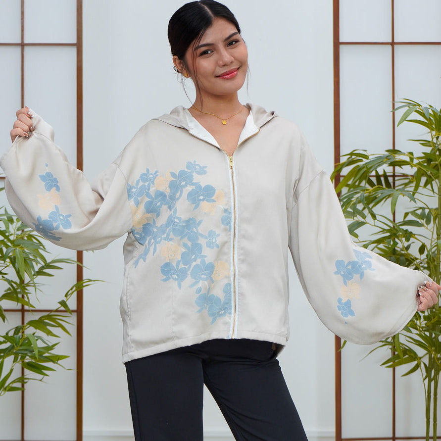 Premium On-hand: Cream Hoodie With Zipper | HWZ8105Y
